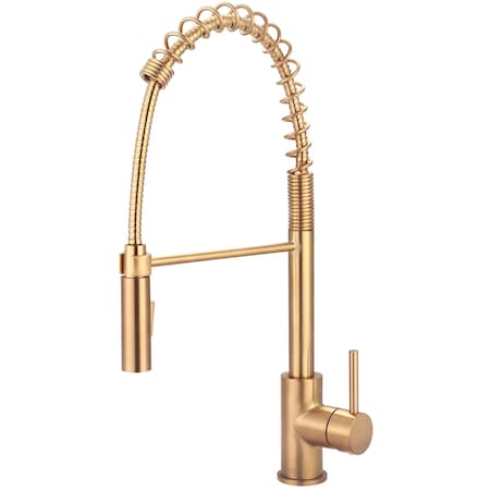 Pioneer Industries Single Handle Pre-Rinse Spring Pull-Down Kitchen Faucet in PVD Brushed Gold 2MT280-BG